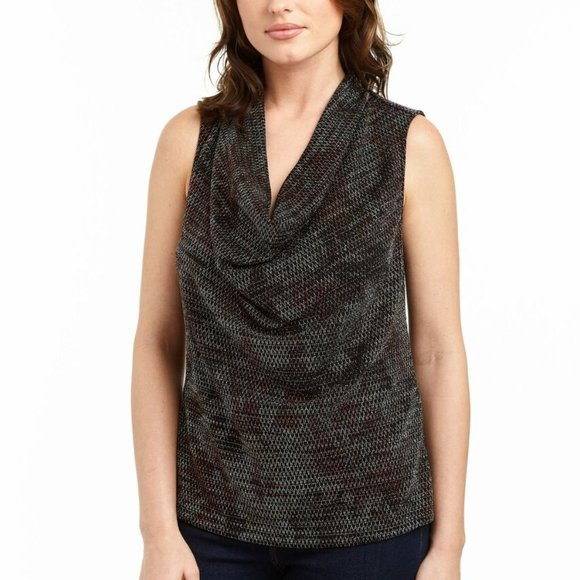 Drew Clothing Bridgette Royal Metallic Cowl Neck Tank Nwt
